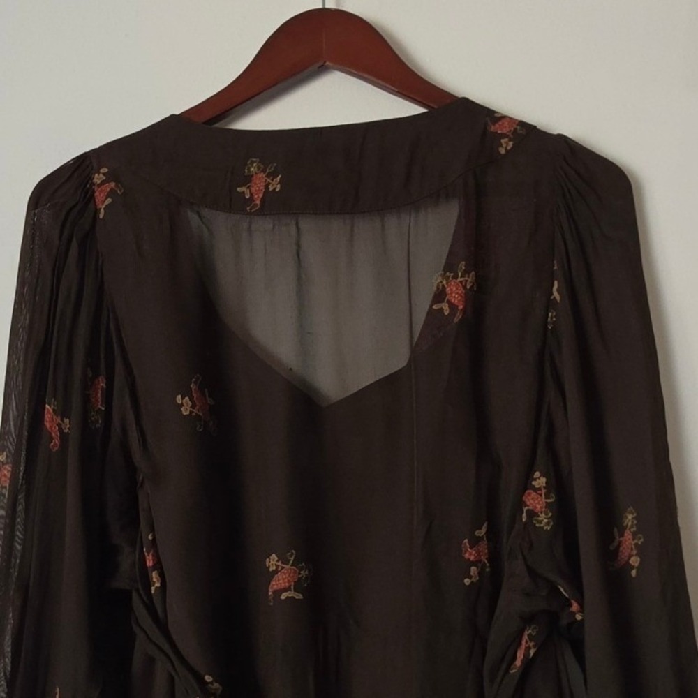 Denim & Supply Ralph Lauren Brown Paisley Sheer Dress Sz S Gypsy Boho Whimsigoth - Picture 12 of 14